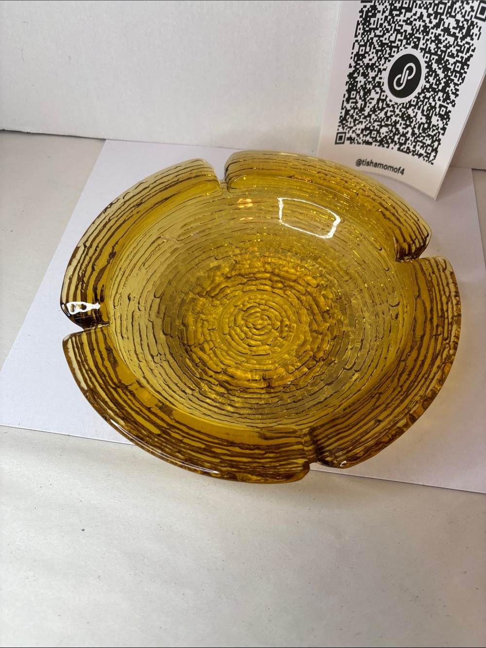 Vintage Anchor Hocking Soreno Pattern Amber Ashtray